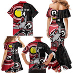 Custom AFL Essendon NAIDOC Week Family Matching Mermaid Dress and Hawaiian Shirt Keep The Fire Burning Indigenous Art