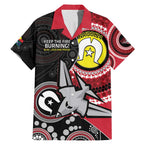 Custom AFL Essendon NAIDOC Week Family Matching Mermaid Dress and Hawaiian Shirt Keep The Fire Burning Indigenous Art