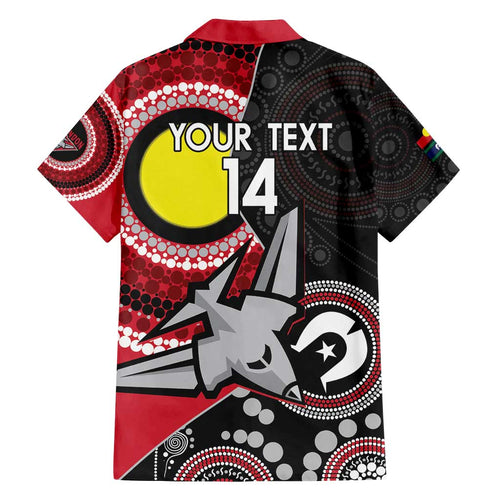 Custom AFL Essendon NAIDOC Week Family Matching Off Shoulder Maxi Dress and Hawaiian Shirt Keep The Fire Burning Indigenous Art