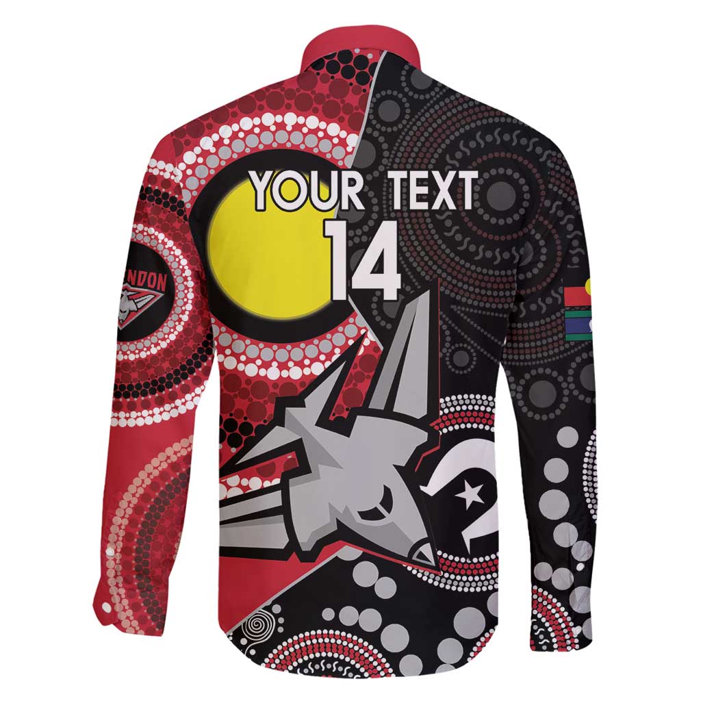 Custom AFL Essendon NAIDOC Week Family Matching Off Shoulder Maxi Dress and Hawaiian Shirt Keep The Fire Burning Indigenous Art