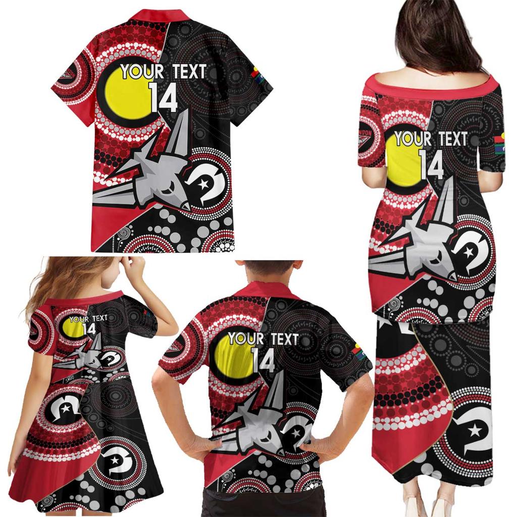 Custom AFL Essendon NAIDOC Week Family Matching Puletasi and Hawaiian Shirt Keep The Fire Burning Indigenous Art