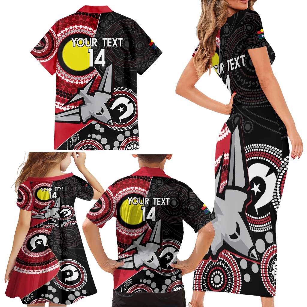 Custom AFL Essendon NAIDOC Week Family Matching Short Sleeve Bodycon Dress and Hawaiian Shirt Keep The Fire Burning Indigenous Art
