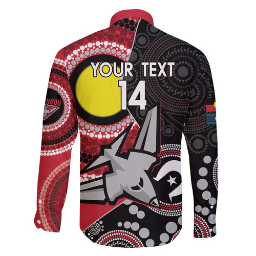Custom AFL Essendon NAIDOC Week Family Matching Short Sleeve Bodycon Dress and Hawaiian Shirt Keep The Fire Burning Indigenous Art