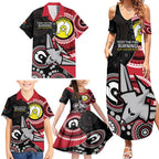 Custom AFL Essendon NAIDOC Week Family Matching Summer Maxi Dress and Hawaiian Shirt Keep The Fire Burning Indigenous Art