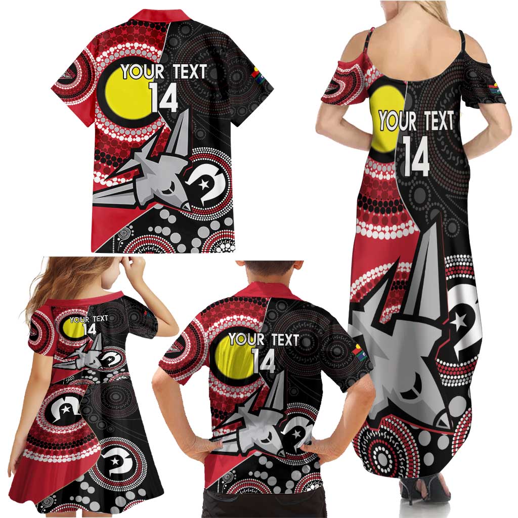 Custom AFL Essendon NAIDOC Week Family Matching Summer Maxi Dress and Hawaiian Shirt Keep The Fire Burning Indigenous Art