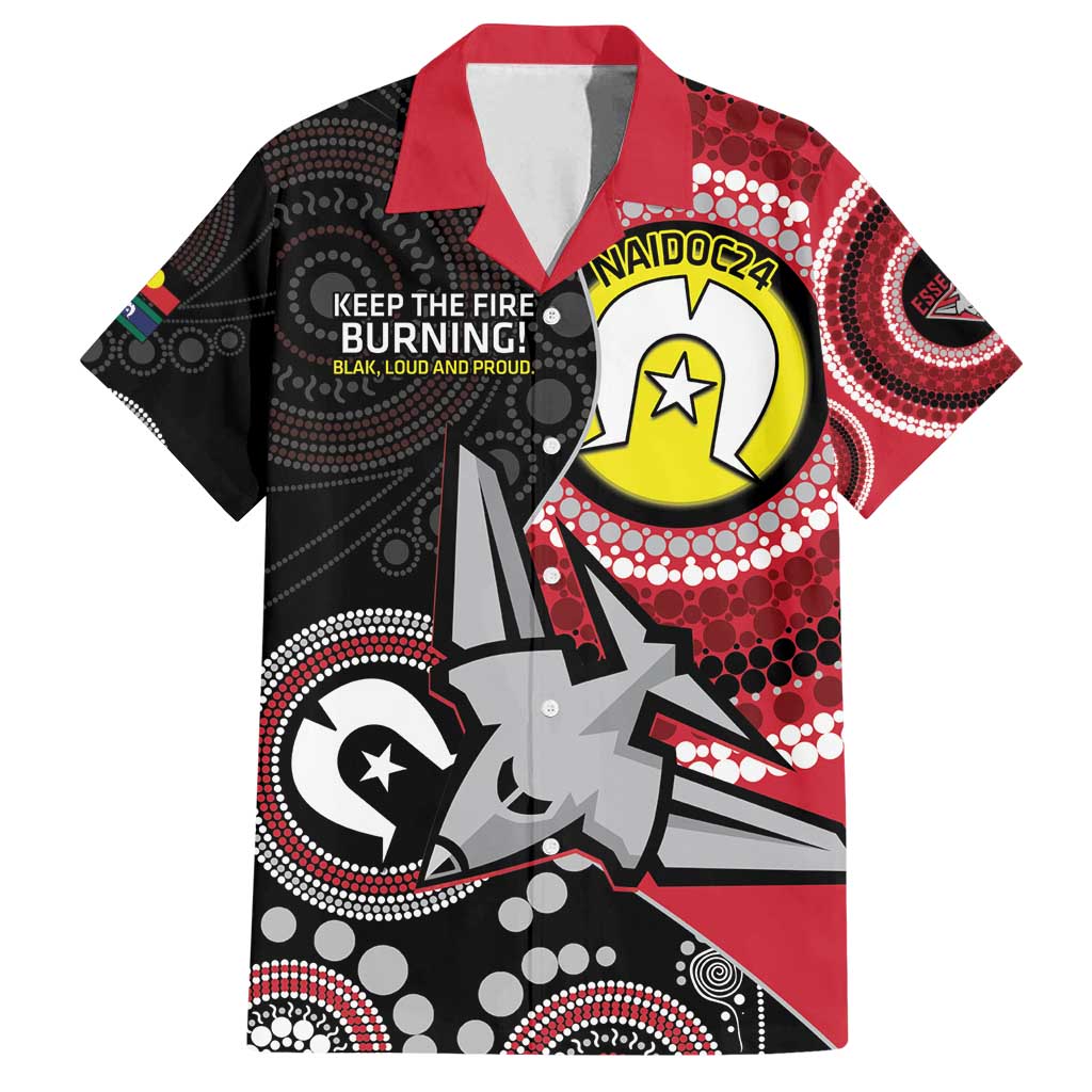 Custom AFL Essendon NAIDOC Week Family Matching Summer Maxi Dress and Hawaiian Shirt Keep The Fire Burning Indigenous Art