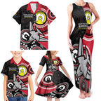 Custom AFL Essendon NAIDOC Week Family Matching Tank Maxi Dress and Hawaiian Shirt Keep The Fire Burning Indigenous Art