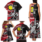 Custom AFL Essendon NAIDOC Week Family Matching Tank Maxi Dress and Hawaiian Shirt Keep The Fire Burning Indigenous Art