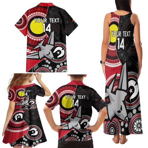 Custom AFL Essendon NAIDOC Week Family Matching Tank Maxi Dress and Hawaiian Shirt Keep The Fire Burning Indigenous Art