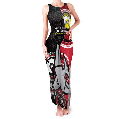 Custom AFL Essendon NAIDOC Week Family Matching Tank Maxi Dress and Hawaiian Shirt Keep The Fire Burning Indigenous Art
