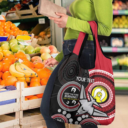 Custom AFL Essendon NAIDOC Week Grocery Bag Keep The Fire Burning Indigenous Art