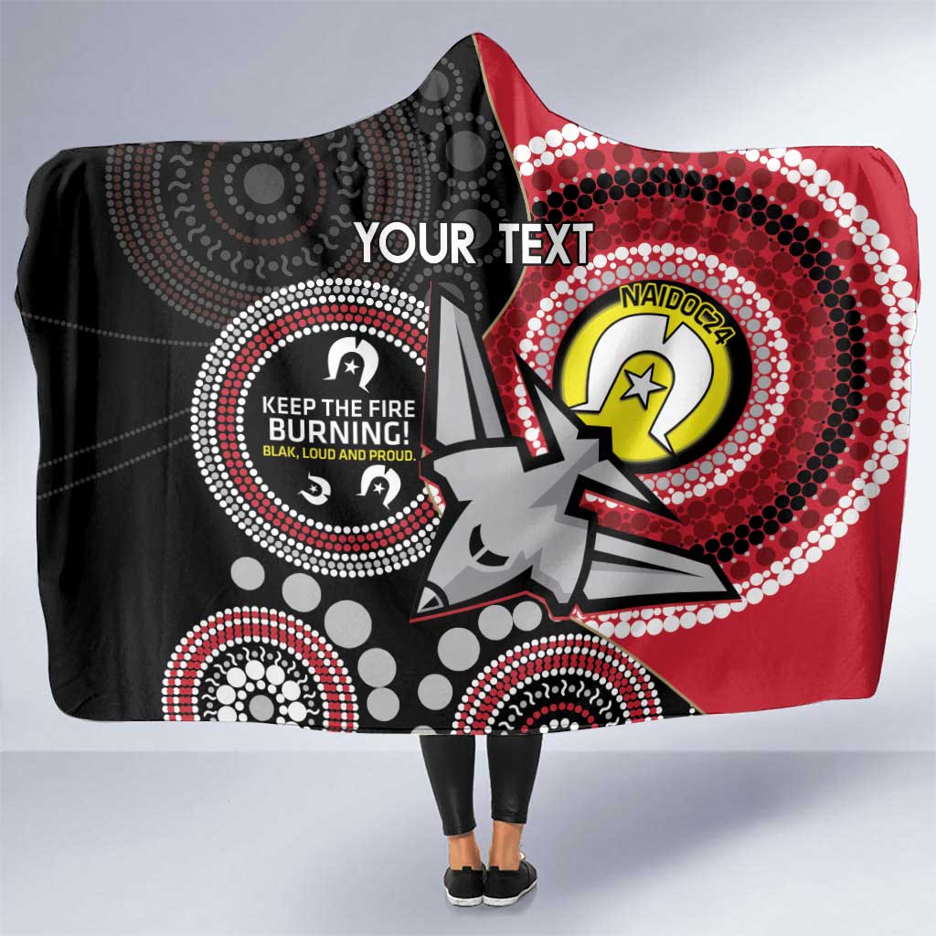 Custom AFL Essendon NAIDOC Week Hooded Blanket Keep The Fire Burning Indigenous Art