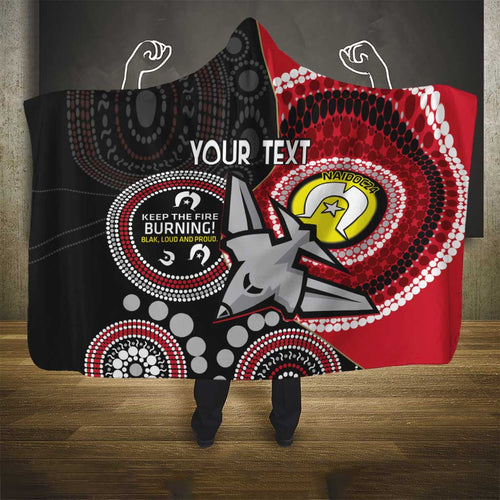 Custom AFL Essendon NAIDOC Week Hooded Blanket Keep The Fire Burning Indigenous Art