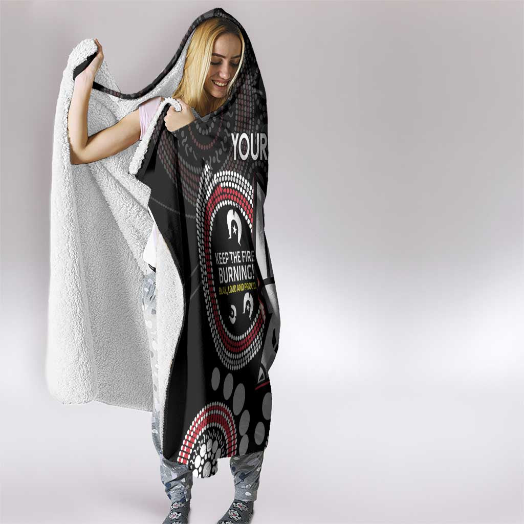 Custom AFL Essendon NAIDOC Week Hooded Blanket Keep The Fire Burning Indigenous Art