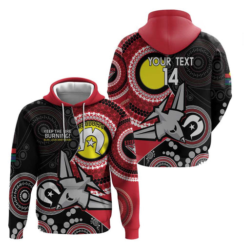 Custom AFL Essendon NAIDOC Week Hoodie Keep The Fire Burning Indigenous Art