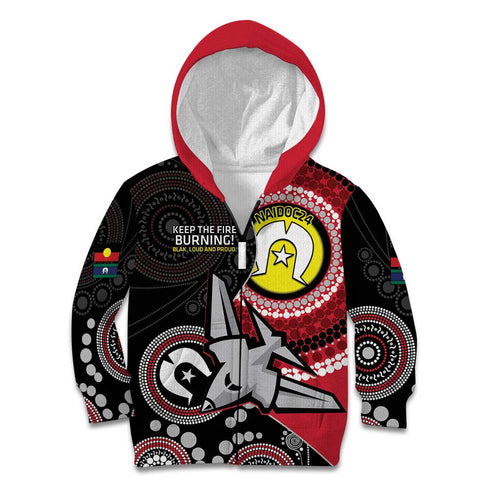 Custom AFL Essendon NAIDOC Week Kid Hoodie Keep The Fire Burning Indigenous Art