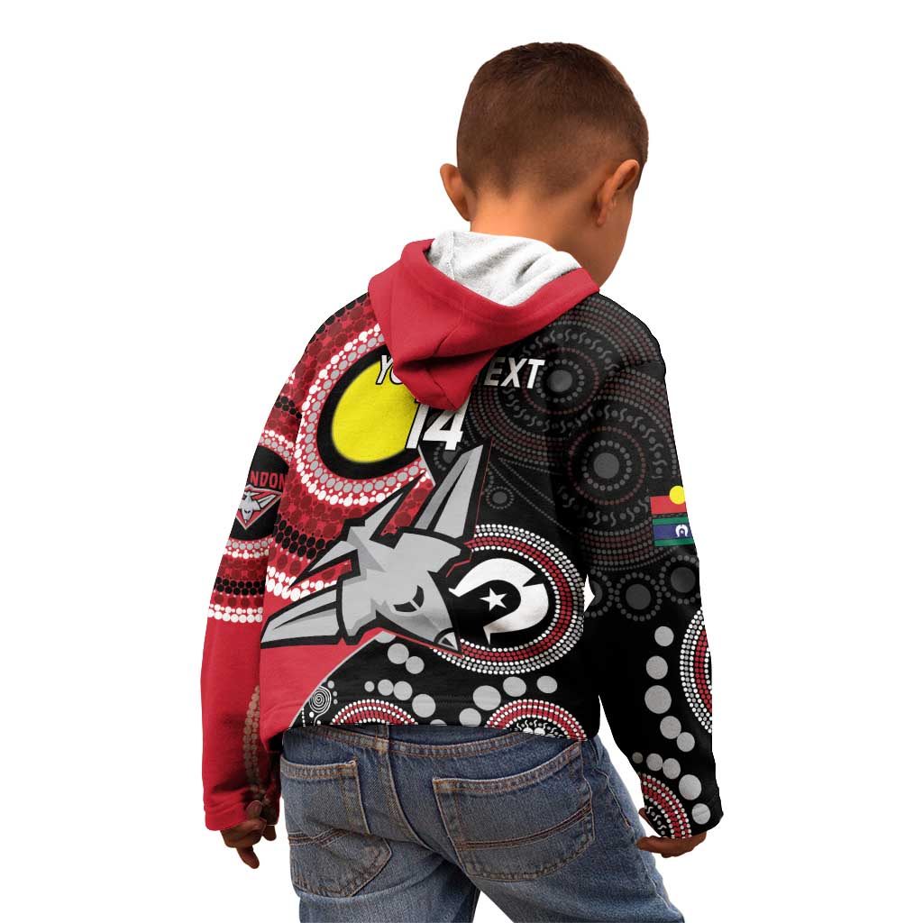Custom AFL Essendon NAIDOC Week Kid Hoodie Keep The Fire Burning Indigenous Art