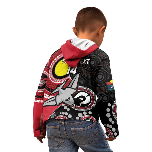Custom AFL Essendon NAIDOC Week Kid Hoodie Keep The Fire Burning Indigenous Art