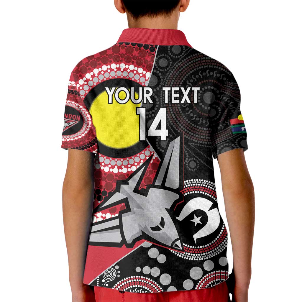 Custom AFL Essendon NAIDOC Week Kid Polo Shirt Keep The Fire Burning Indigenous Art