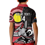 Custom AFL Essendon NAIDOC Week Kid Polo Shirt Keep The Fire Burning Indigenous Art