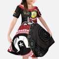 Custom AFL Essendon NAIDOC Week Kid Short Sleeve Dress Keep The Fire Burning Indigenous Art