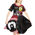 Custom AFL Essendon NAIDOC Week Kid Short Sleeve Dress Keep The Fire Burning Indigenous Art