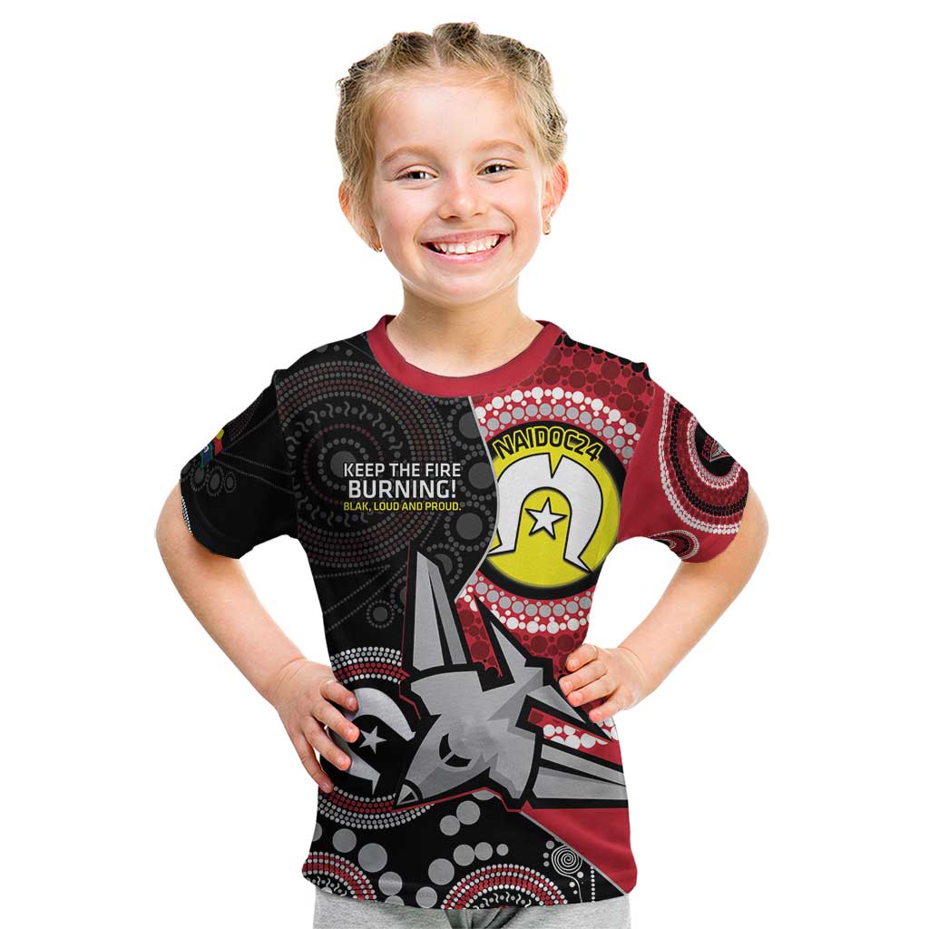 Custom AFL Essendon NAIDOC Week Kid T Shirt Keep The Fire Burning Indigenous Art