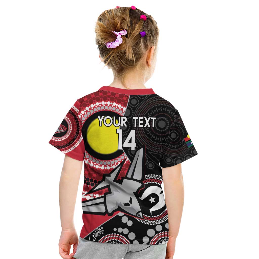 Custom AFL Essendon NAIDOC Week Kid T Shirt Keep The Fire Burning Indigenous Art