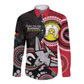 Custom AFL Essendon NAIDOC Week Long Sleeve Button Shirt Keep The Fire Burning Indigenous Art