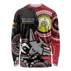 Custom AFL Essendon NAIDOC Week Long Sleeve Shirt Keep The Fire Burning Indigenous Art