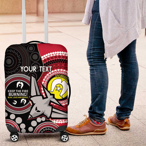 Custom AFL Essendon NAIDOC Week Luggage Cover Keep The Fire Burning Indigenous Art