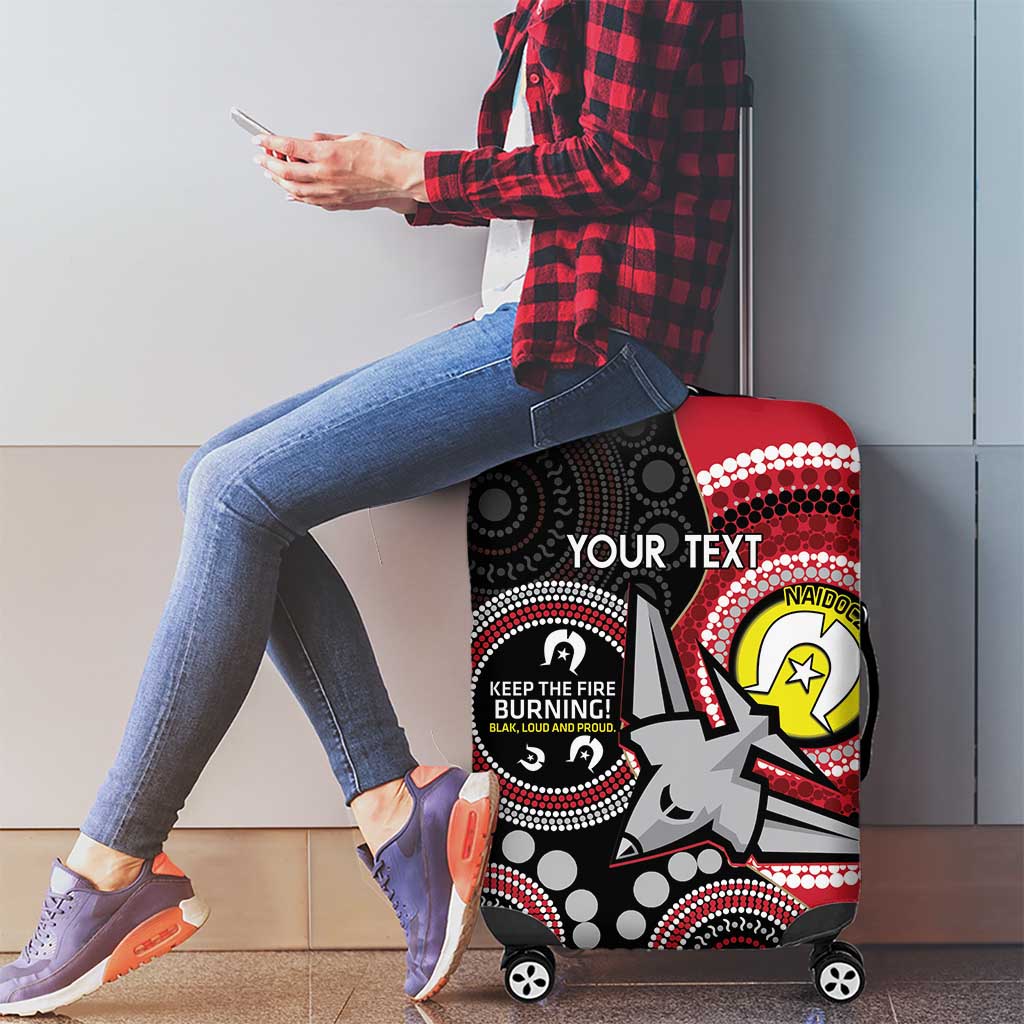Custom AFL Essendon NAIDOC Week Luggage Cover Keep The Fire Burning Indigenous Art