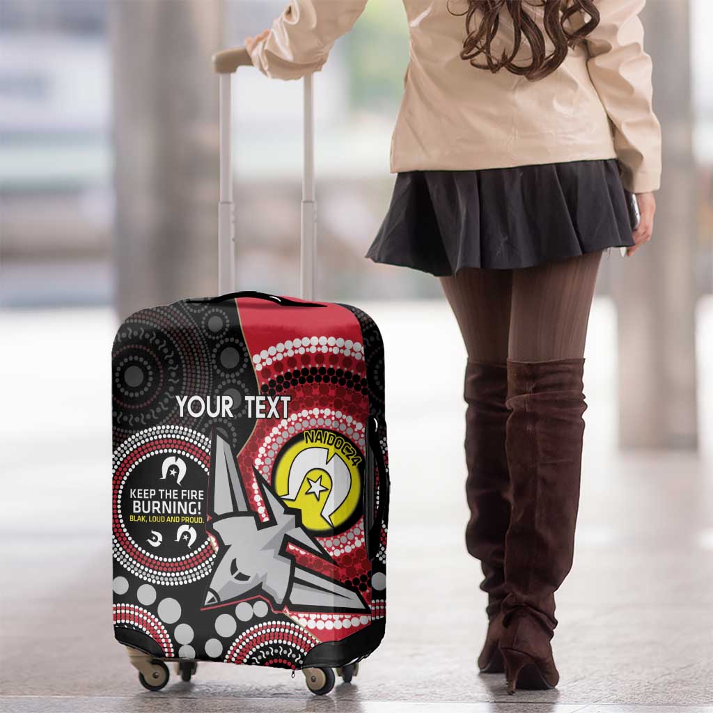 Custom AFL Essendon NAIDOC Week Luggage Cover Keep The Fire Burning Indigenous Art