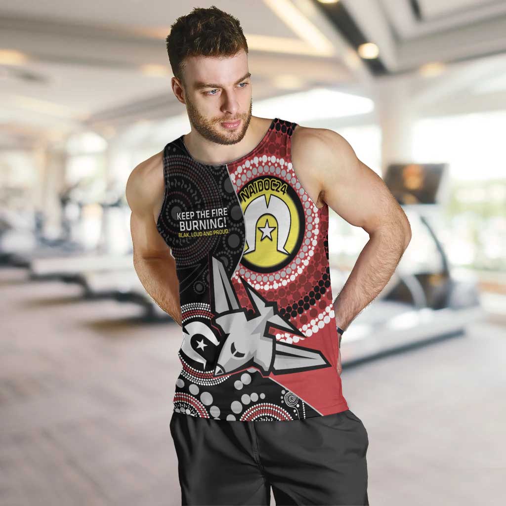 Custom AFL Essendon NAIDOC Week Men Tank Top Keep The Fire Burning Indigenous Art