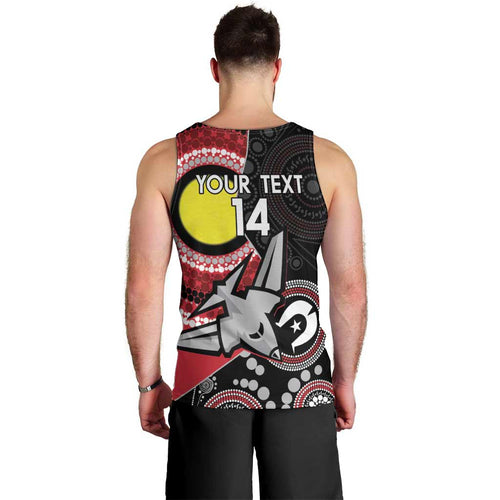 Custom AFL Essendon NAIDOC Week Men Tank Top Keep The Fire Burning Indigenous Art