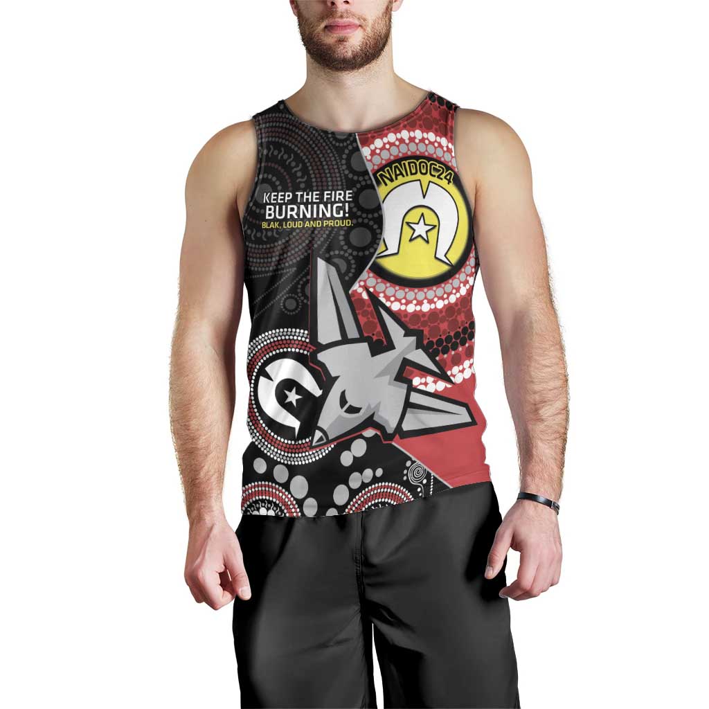 Custom AFL Essendon NAIDOC Week Men Tank Top Keep The Fire Burning Indigenous Art