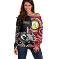 Custom AFL Essendon NAIDOC Week Off Shoulder Sweater Keep The Fire Burning Indigenous Art