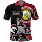 Custom AFL Essendon NAIDOC Week Polo Shirt Keep The Fire Burning Indigenous Art