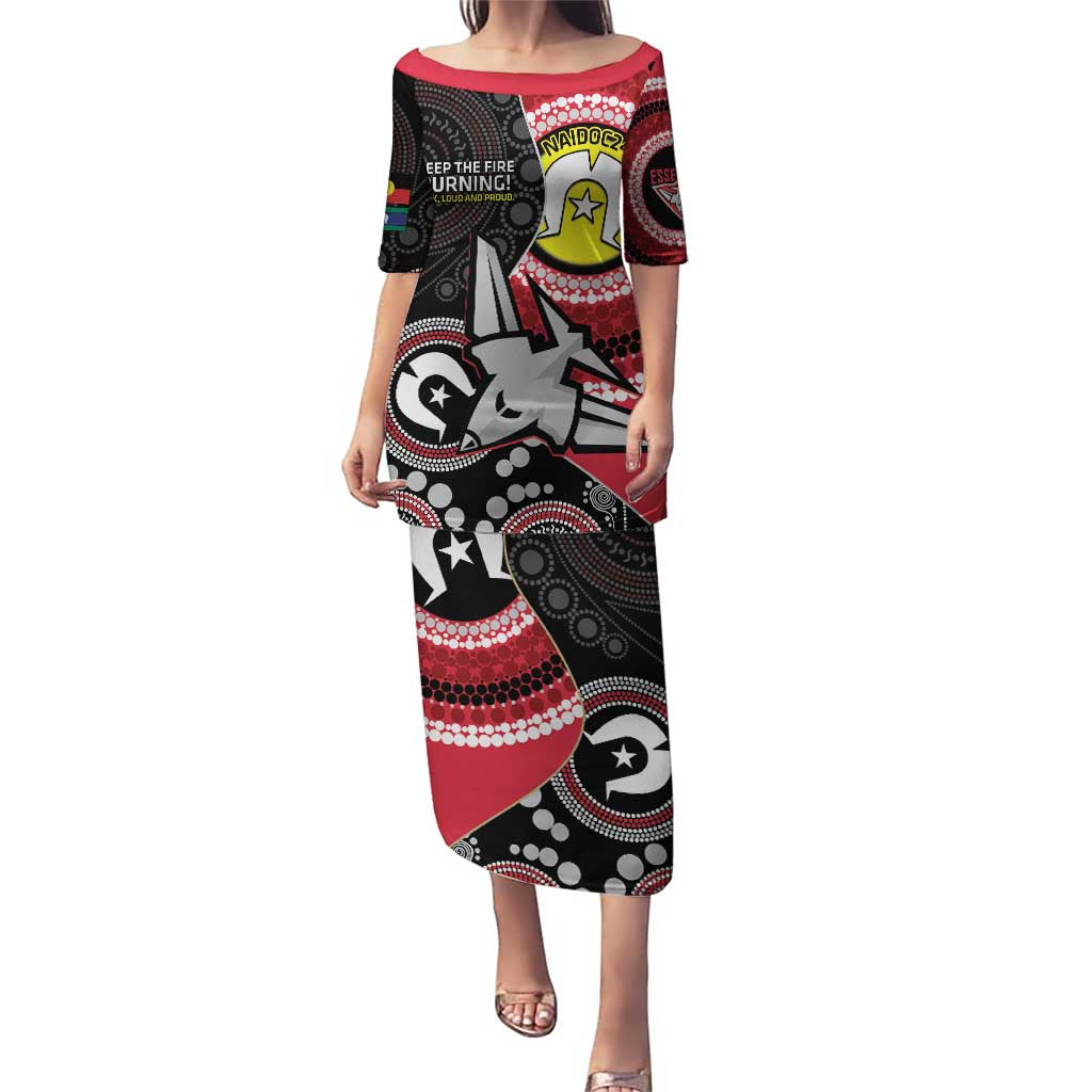 Custom AFL Essendon NAIDOC Week Puletasi Keep The Fire Burning Indigenous Art