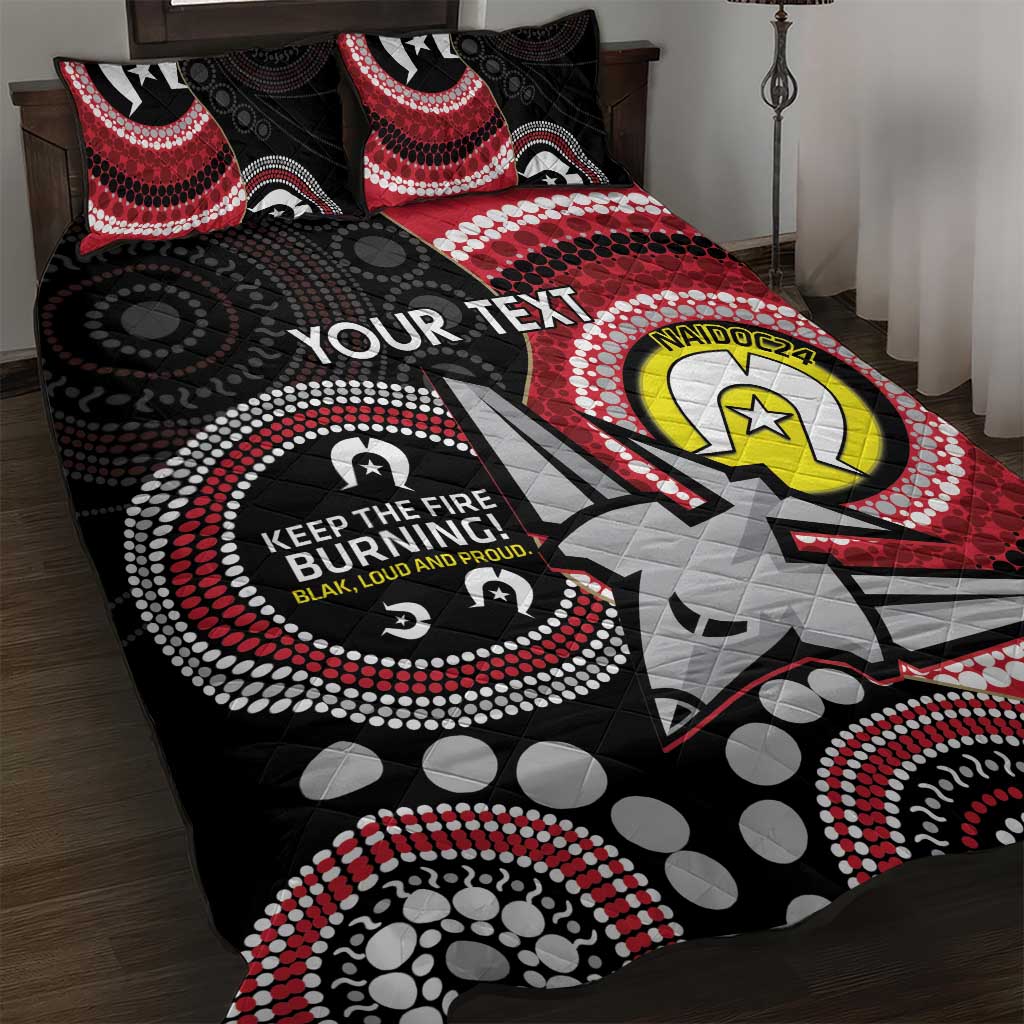 Custom AFL Essendon NAIDOC Week Quilt Bed Set Keep The Fire Burning Indigenous Art