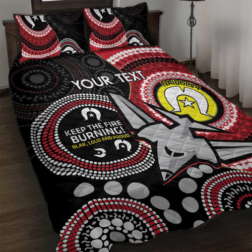 Custom AFL Essendon NAIDOC Week Quilt Bed Set Keep The Fire Burning Indigenous Art