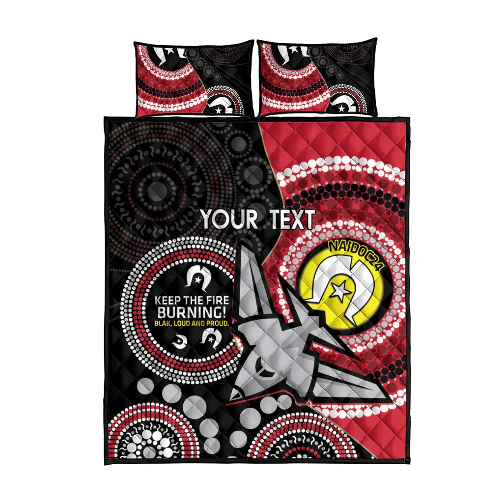 Custom AFL Essendon NAIDOC Week Quilt Bed Set Keep The Fire Burning Indigenous Art
