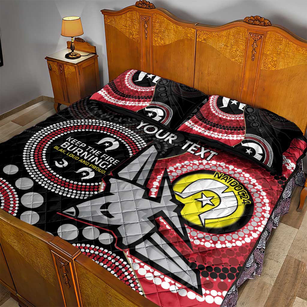 Custom AFL Essendon NAIDOC Week Quilt Bed Set Keep The Fire Burning Indigenous Art