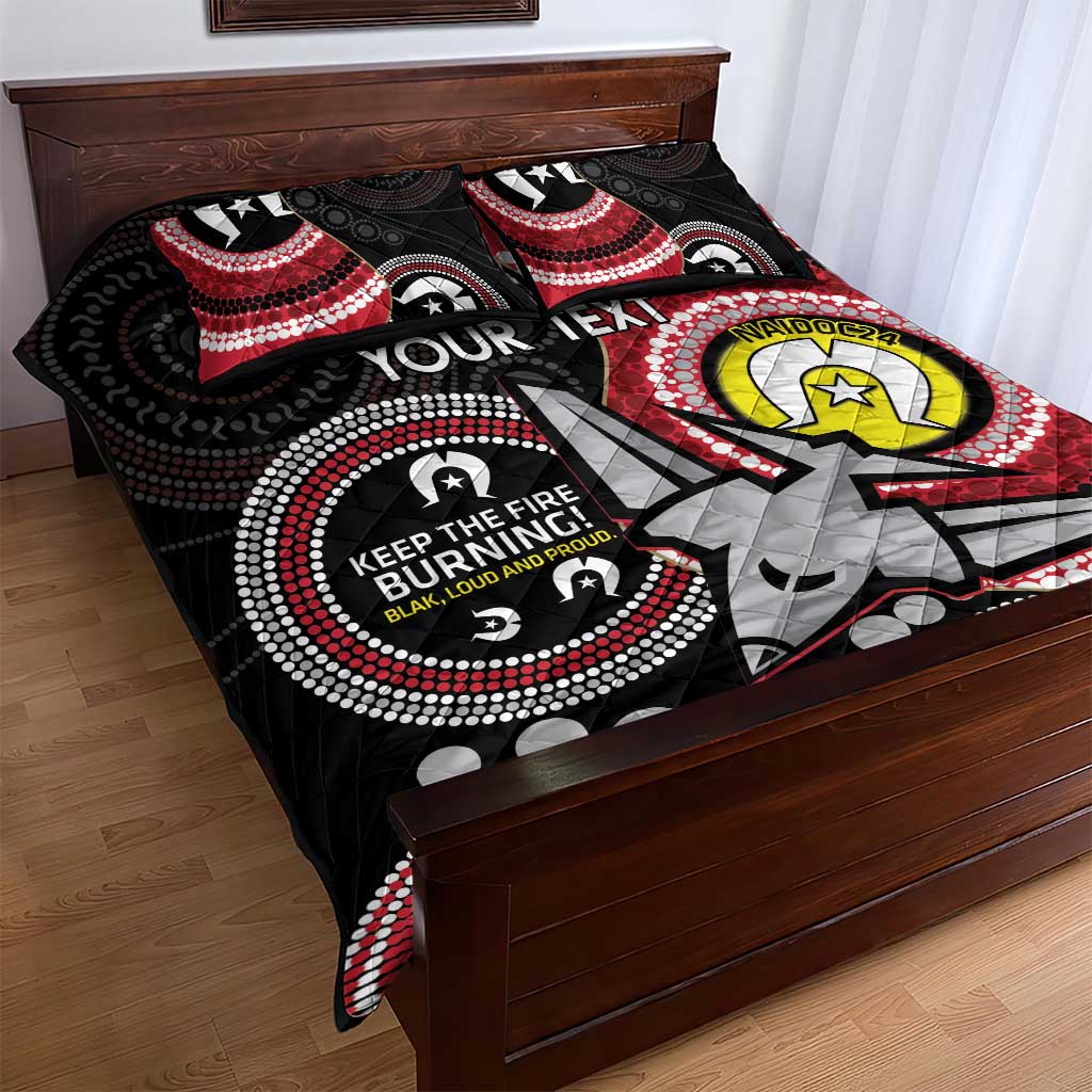 Custom AFL Essendon NAIDOC Week Quilt Bed Set Keep The Fire Burning Indigenous Art