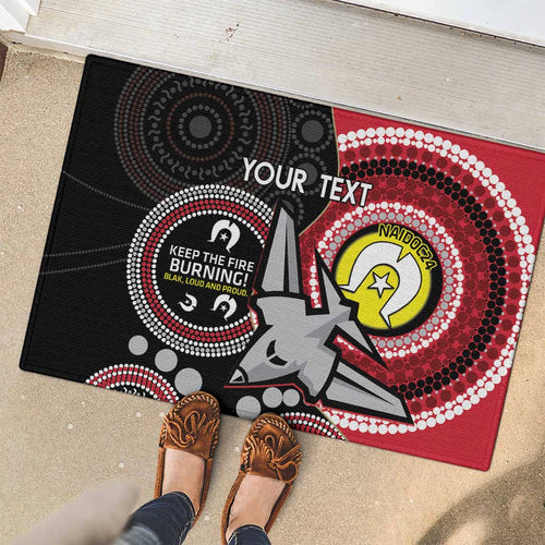 Custom AFL Essendon NAIDOC Week Rubber Doormat Keep The Fire Burning Indigenous Art