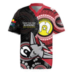 Custom AFL Essendon NAIDOC Week Rugby Jersey Keep The Fire Burning Indigenous Art