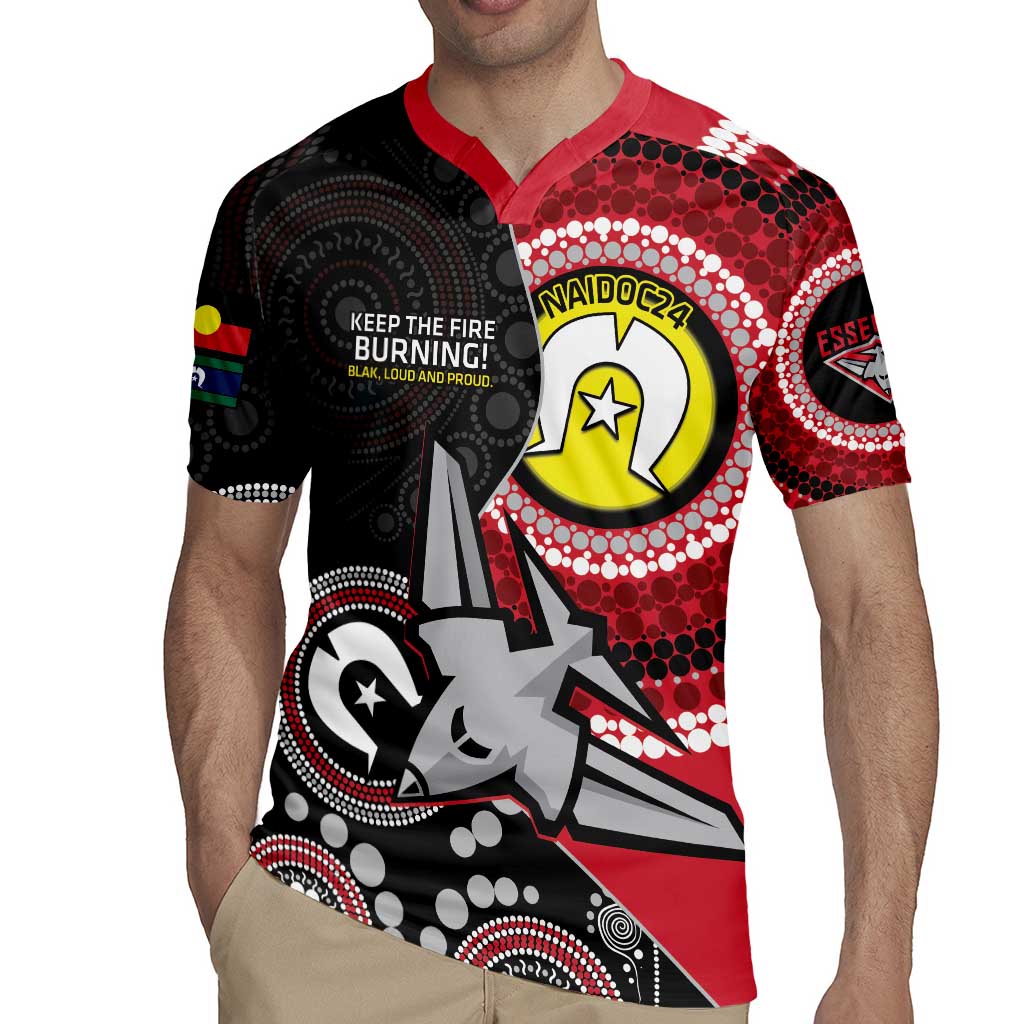 Custom AFL Essendon NAIDOC Week Rugby Jersey Keep The Fire Burning Indigenous Art