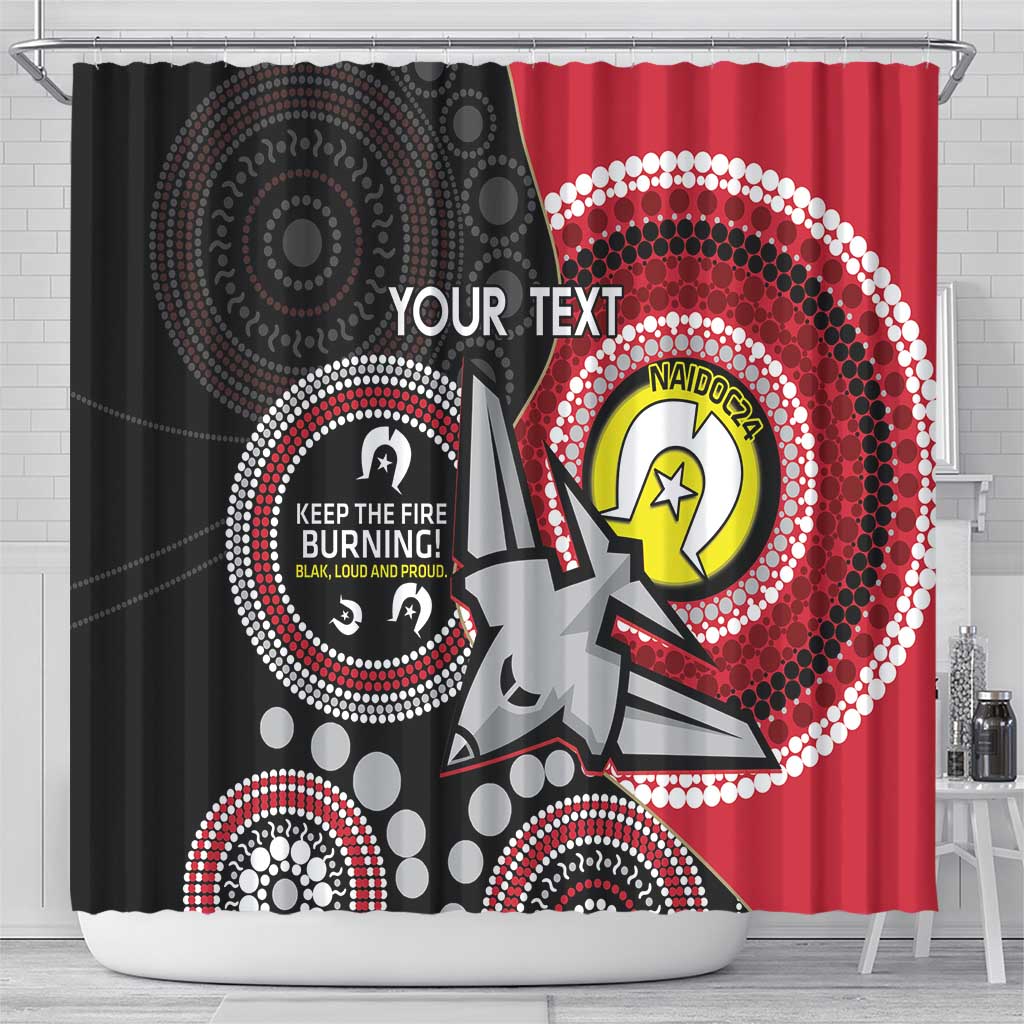 Custom AFL Essendon NAIDOC Week Shower Curtain Keep The Fire Burning Indigenous Art