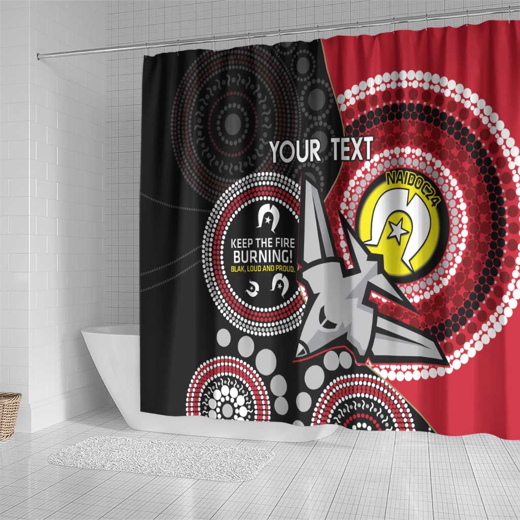 Custom AFL Essendon NAIDOC Week Shower Curtain Keep The Fire Burning Indigenous Art