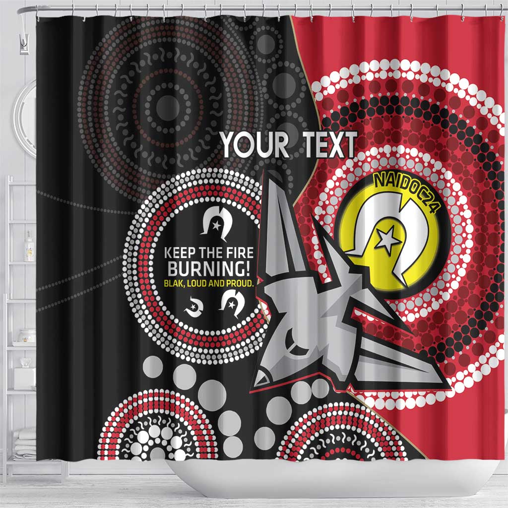 Custom AFL Essendon NAIDOC Week Shower Curtain Keep The Fire Burning Indigenous Art